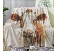 Cow Blanket Doule Size, Farm Animal Fleece Throw Blanket for Bed Sofa Couch, Soft Cozy Flannel, 150x200 cm, Decor & Gifts (B133)