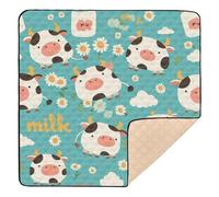 Cow Blue White Black Large Sturdy Baby Gym Play mat for Indoor Outdoor Cozy Breathable Foldable Baby Kick Crawling Mat for Baby Kids Toddlers Infants, 50'' x 50''gimnasio de actividades para