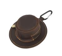 Cow Boy Hat Shaped Coin Purse Genuine Leather Zippered Change Organiser Miniature Keychain Wallet for Men Women Cowboy Hat Shaped Coin Purse