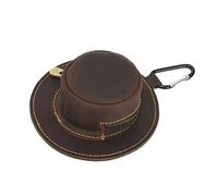 Cow Boy Hat Shaped Small Coin Purse for Men Women Genuine Leather Zippered Bag Change Organiser Miniature Wallet