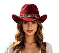 Cow Boy Hats,Western Cowboy Hat Fedora With Ethnic Hat Chain For Outdoor Adventures
