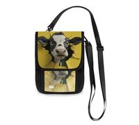 Cow Breaking Through The Wall Yellow Travel Wallet Passport Holder Travel Organizer Slim Lightweight Crossbody Bag with Adjustable Strap
