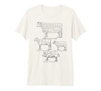 Cow Bull Veal Pork Mutton Butcher Cuts Diagram Chart Premium T-Shirt