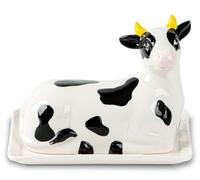 Cow Butter Dish With Lid For Countertop Ceramic Butterdish Cute Butter Tray Black Butter Container Beautiful Vintage Farmhouse Decor