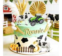 Cow Cake Topper Farm Tractor Cake Topper Fences Tractor Decoration for Baby Shower Birthday Party Decorations Supplies