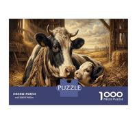 Cow & Calf Recycled Paper Jigsaw Puzzle 1000 Piece Rustic Barn Memory Improvement Party Game Home Decor 38x26cm/1000pcs