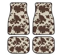 Cow Car Floor Mats Set of 4,Brown Cow Animal Print Vehicle Front Rear Carpets Mat Stylish Car Floor Carpets Rugs Non-Slip Auto Foot Mats Cushioned Car Accessories Universal Fit for Car SUV Truck Van