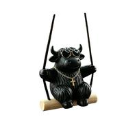 Cow Car Ornament - Swinging Rearview Mirror Charm, Animal Pendant Decor, Highland Cow Hanging Accessory | Suitable for Vehicle Cabin Styling Home Room Decoration Office Display Farm Theme Collection