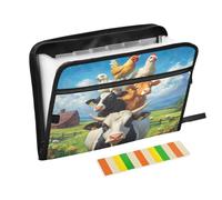 Cow Chicken Flower Meadow Expanding File Folder A4,13 Pockets File Organiser, Paperwork A4 Plastic Wallet Document Storage Expander for School,Office and Home