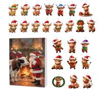 Cow Christmas Advent Countdown Calendar 2025 | 2D Acrylic Ornament 24 Day Countdown | Decoration | For Family Home Tree Party Window Car Rear View Mirror Door Wall