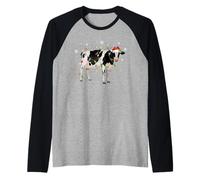Cow Christmas Lights Funny Santa Farm Animal Cow Lover Xmas Raglan Baseball Tee