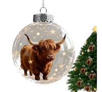 Cow Christmas Ornaments, Realistic Christmas Charm, 7x7cm, 2026 Wildlife Wonders Collection Crystal Glass Ornament, Clear P lastic X mas Balls, Clear Acrylic, for Adult Women Girl Including Winter