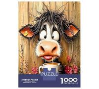 Cow coffee flower 1000pc Classic Jigsaw Puzzle Jigsaw Puzzle Bundle Extra-Thick Cardboard Collector Mind Relaxation Travel Office Break Holiday 52x38cm/1000pcs