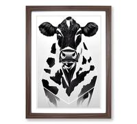 Cow Concept Art Framed Print | A2 Walnut Framed Wall Art | Ready to Hang | Modern Animal Picture | Living Room Bedroom Lounge Office