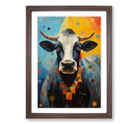 Cow Conceptual Framed Print | A2 Walnut Framed Wall Art | Ready to Hang | Modern Animal Picture | Living Room Bedroom Lounge Office