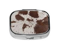 Cow Cowhide Print,Meta Pill Box 2 Compartment Medicine Case,Portable Organizer,Rectangle Meta Portable Organizer Pill Box 1732 Compartment Medicine Case