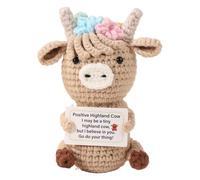 Cow Crochet Kit With A Small Motivational Card,Small Positive Crochet Doll Decorative Figurines Cute Spread The Power,for Desks Shelves Bedside Tables,pick-me-up Or A Little Encouragement
