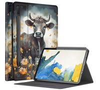 Cow Daisy Case for Samsung Galaxy Tab S8 Plus/Tab S7 FE 12.4 inch 2021 / Galaxy Tab S7 Plus 2020, Multiple Viewing Angles Case with S Pen Holder and Auto Sleep/Wake