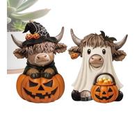 Cow Decoration 2 Pieces Sculpture Collection Autumn Design Style