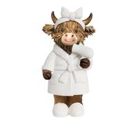 Cow Decorative Figurines For Bathroom - Statue | Fun Miniature Resin Сow Figurine, 11cm Rustic Decoration For Kitchen & Living Room, Highland Cattle Sculpture For Shelf & Desk