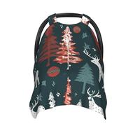 Cow Deer Tree Christmas Baby Car Seat Canopy Cover, Multi Use Breathable Nursing Breastfeeding Covers for Mom Soft Stroller Sun Shade Newborn Shower Gift