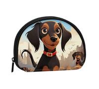 Cow deer tree christmas Mini Coin Purse Pouch Change Holder, Shell Shape Zip Around Wallet,Credit Card Holder for Women, I Love My Dog Dachshunds, One Size, Classic