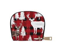 Cow Deer Tree Christmas Print Coin Purse PU Leather Portable Coin Purse with 12 Card Slots Mini Change Wallet for Women and Thoughtful Gifting