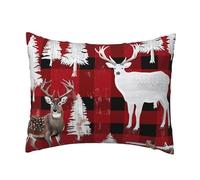 Cow deer tree christmas Print Pillow Cover 20 x 26 inch Double sided Printing Reversible Plush Fleece Cushion Case with Hidden Zip for Living Room,Sofa,Bedroom, Car Seat Decor