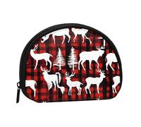 Cow Deer Tree Christmas Print Portable Mini Storage Bag Shell Shaped Wallet Small Coin Wallet Shell Storage Bag