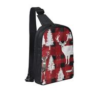 Cow Deer Tree Christmas Printed Chest Bag Sling Bag for Men Women, Waterproof Crossbody Backpack Men Bag for Runner Workout Hiking Cycling Travel