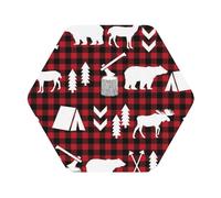 Cow deer tree christmas Printed Coasters Set of 4, Tabletop Protection Leather Coasters for Cup Drinks Coffee Pads Beer Bar Mat Gifts, Hexagon