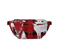 Cow Deer Tree Christmas Printed Fanny Pack Waist Bag for Men Women, Adjustable Bumbags Hip Bum Bag Travel Crossbody Bags Sports Running Hiking Belt Bag