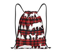 Cow Deer Tree Christmas Title: Lightweight Drawstring Duffel Bag â€“ Water-Resistant Foldable Gym Sack with Adjustable Shoulder Strap, Ideal for Sports, Yoga, Travel and School