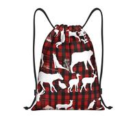 Cow Deer Tree Christmas Title: Lightweight Drawstring Duffel Bag â€“ Water-Resistant Foldable Gym Sack with Adjustable Shoulder Strap, Ideal for Sports, Yoga, Travel and School