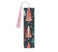 Cow Deer Tree Christmas Wood Bookmark for Book Lovers Birthday Teachers Gift, Handmade Craft Book Marks Ornaments with Tassel Exquisite Reading Page Markers for Men Women