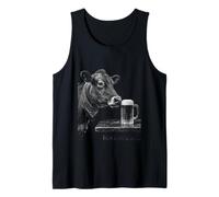 Cow Drinking Beer Funny Farm Meme Tank Top