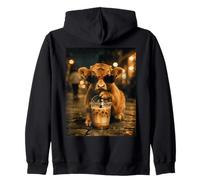 Cow Drinking Ice Coffee Funny Animal Zip Hoodie
