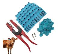 Cow Ear Identification Tag - Pasture Livestock Labels, Numbered 001-100 with Applicator | Animal Tracking Tags for Cattle Sheep Goats, Herd Management, Breeding Programs, Wildlife Monitoring