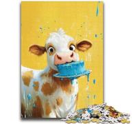 Cow Eating Cake Jigsaw Puzzles for Adults 1000 Piece,Challenging Game Gifts for Is Ideal As A Gift for The Whole Family (50x75cm)