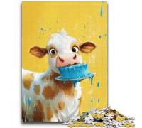 Cow Eating Cake Jigsaw Puzzles for Adults 1000 Pieces,Help The Brain Exercise Addictive Toys to Cultivate Patience Great Gift (38x26cm)
