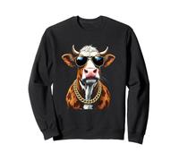 Cow Face Sunglasses, Cool Funny Rebel Boss Hip Farm Animal Sweatshirt