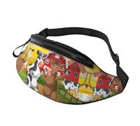 Cow Farm Hands-Free Bag Happy Animals Fanny Pack Cartoon Crossbody Bag Festival-goers 14X35CM