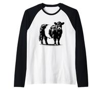 Cow Farmer Breeder - Monochromatic Belted Galloway Cattle Raglan Baseball Tee