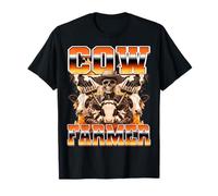Cow Farmer Cow Farming Farm Cattle Dairy Farmer 90s Bootleg T-Shirt