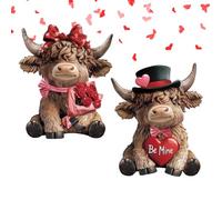 Cow Figurines- 260g Lightweight Valentine's Day Romantic Calf Decorations, 2 Piece Animal Statues For Home Decor For Him Her Wedding Farmhouse Tabletop Shelf Tiered Tray Kitchen Garden Home