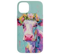 Cow Flower Crown Portrait Artwork Pet Gift Case for iPhone 14 Plus