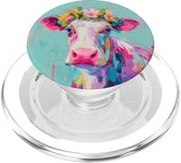 Cow Flower Crown Portrait Artwork Pet Gift PopSockets PopGrip for MagSafe