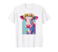 Cow Flower Crown Portrait Artwork Pet Gift T-Shirt