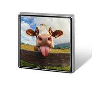 Cow Funny Tongue Custom Lapel Pins Square Brooch Tie Suit Dress Accessories for Men Women Wedding Birthday