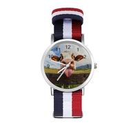 Cow Funny Tongue Custom Quartz Watches Arabic Numerals Wrist Watch with Adjustable Strap for Men Women